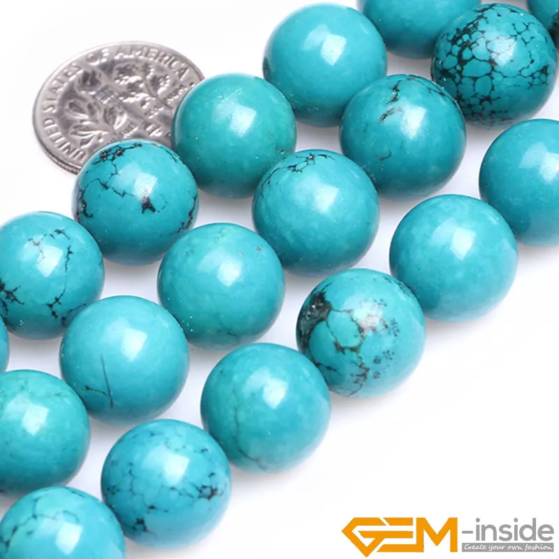 Blue Turquoises Treated Round Loose Spacer Accessorries Beads For Jewelry Making Strand 15 Inch DIY Jewelry Bead For Women Gifts