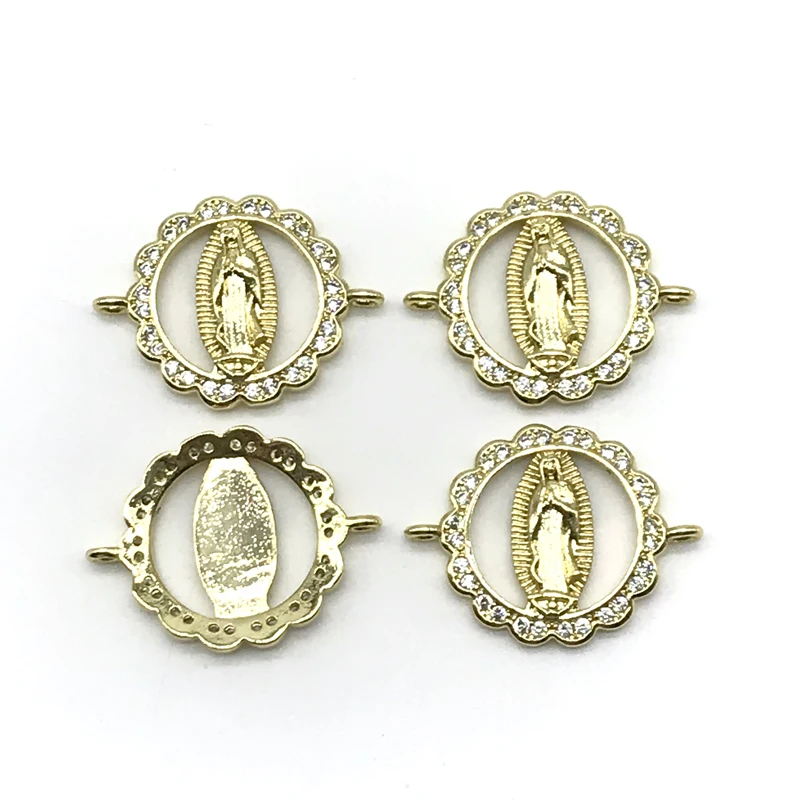 Charms Zircon Connector Bracelets for Mother Gifts Virgin Mary Connector Religious Jewelry