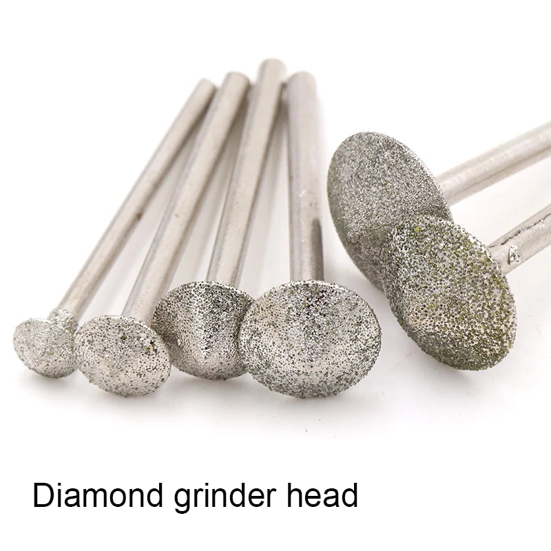 

10Pcs Diamond Grinder Head D Needle Abrasive Disc Polishing Tool Coarse Sand Fine Sand Shank Dia3mm Head Dia 8-16mm