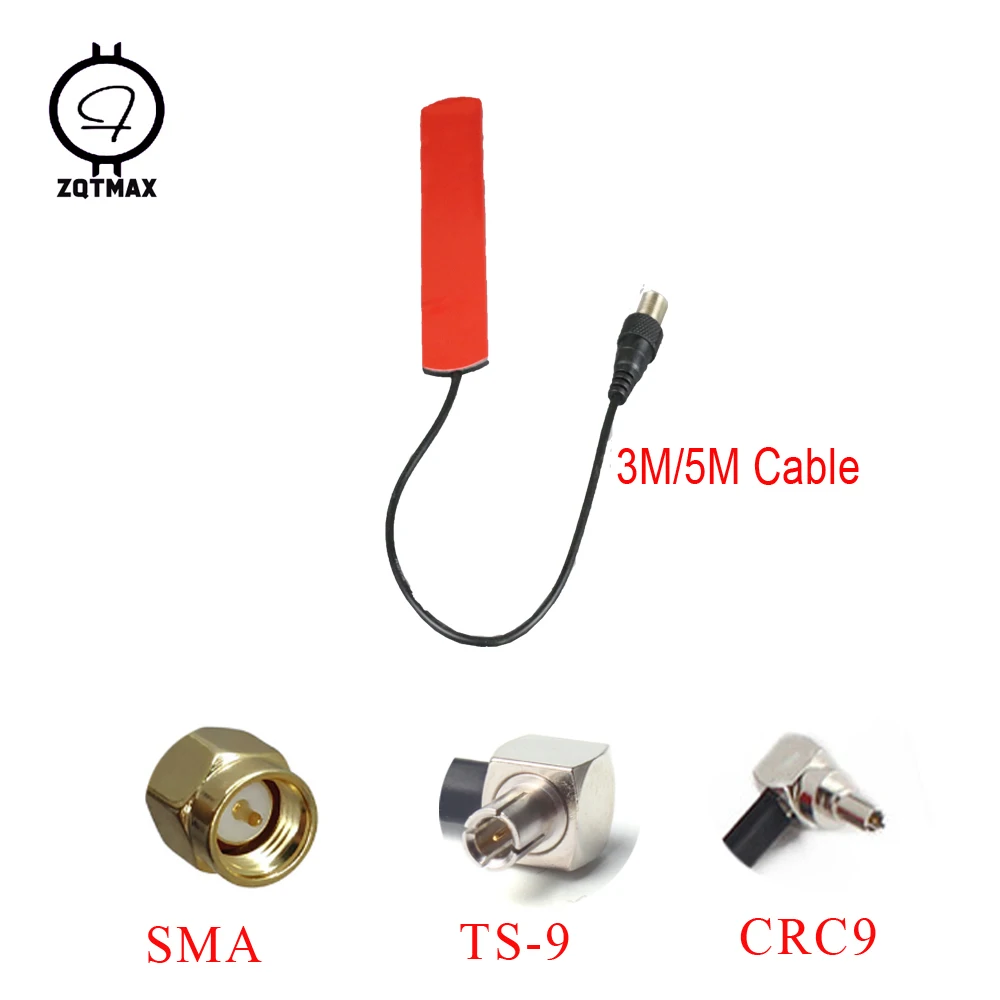 

ZQTMAX 2G 3G 4G antenna LTE patch with SMA CRC9 TS9 connector 3m 5m cable Universal indoor and outdoor antenna,2pcs