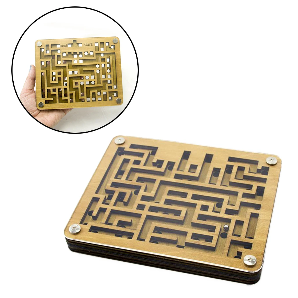 Wooen Labyrinth Maze/Balance Board Table Maze Solitaire Game for Kids Adults