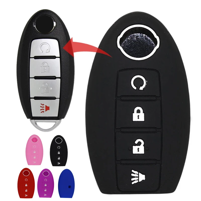 

5Colors Silicone Car Remote Key Cover Case Fob Rubber for Nissan Altima Maxima Car Accessories 4 Button Remote Key No Logo