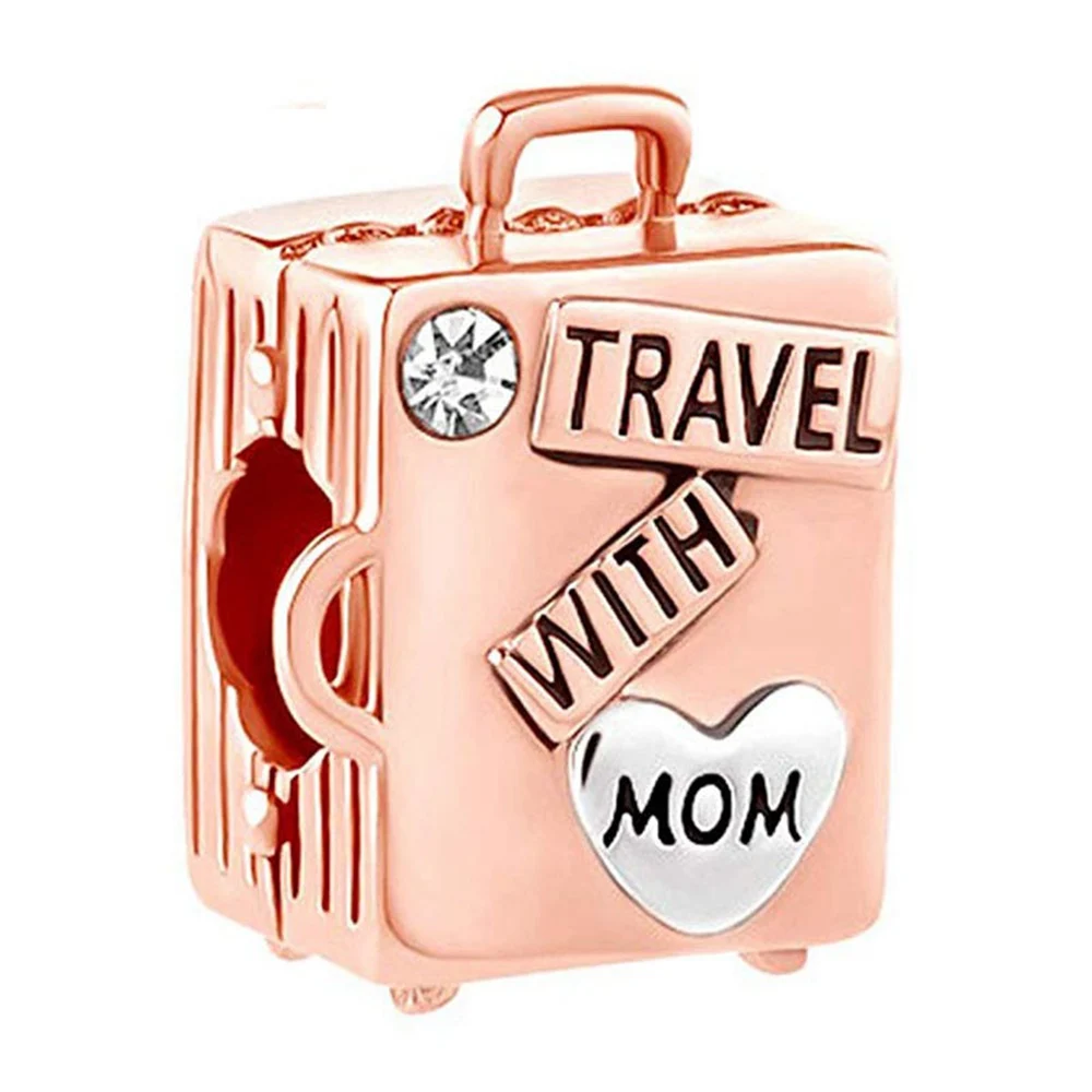 Western Fashion And Creative Wholesale S925 Sterling Silver Diy Charm Beaded Jewelry Accessories Love Mother Suitcase Big Hole B