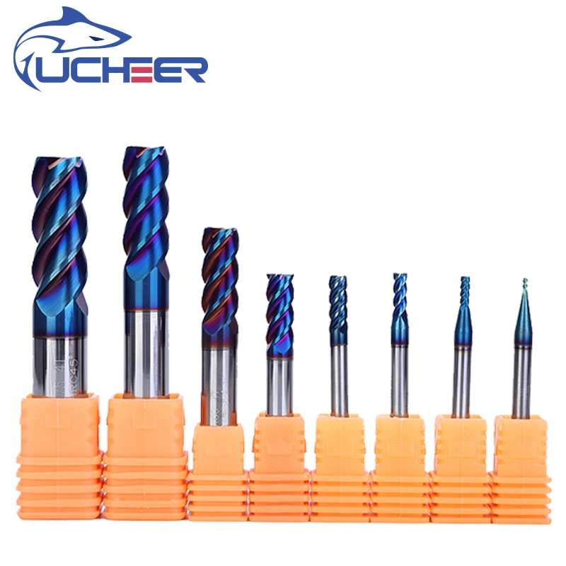 UCHEER 4 flauto HRC55 fresa fresa in metallo duro utensile per il taglio dei metalli rivestimento in lega taglierina in acciaio fresa CNC Router Bit