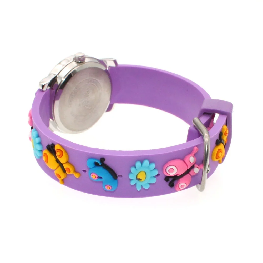 Top 3D Kartun Silikon Butterfly Dinosaurus Anak-anak Menonton Anak-anak Laki-laki Perempuan Siswa Kuarsa Jam Tangan Blaus Kol Saati Clock