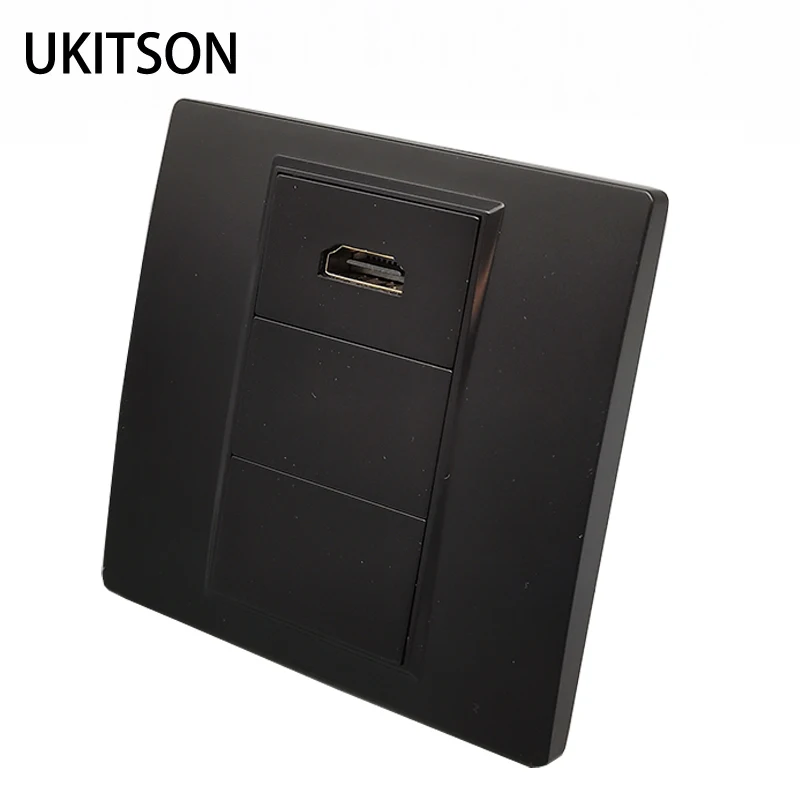 

L-образная 90-градусная Лицевая панель HDMI изогнутая HDMI-совместимая розетка изогнутая HDMI2.0 настенная панель 86x86 мм в черном цвете