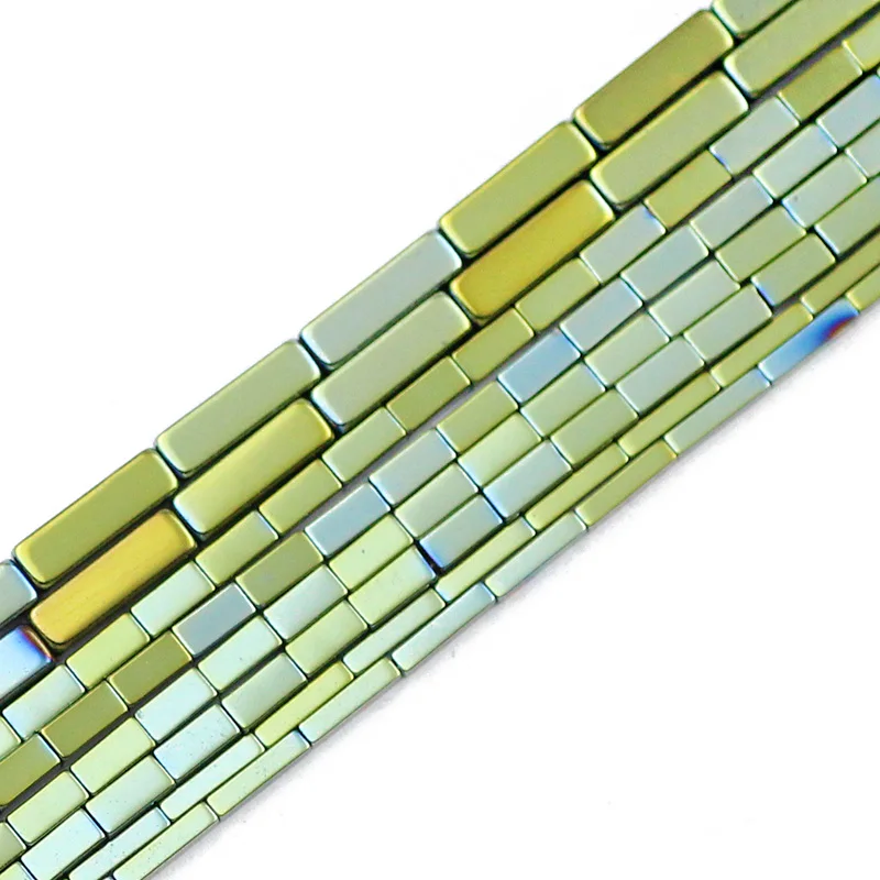 Natural Stone Green Rectangle Cuboid Hematite Beads 4/6/9MM Square Spacer Loose Beads For Jewelry Making Diy Bracelet 15