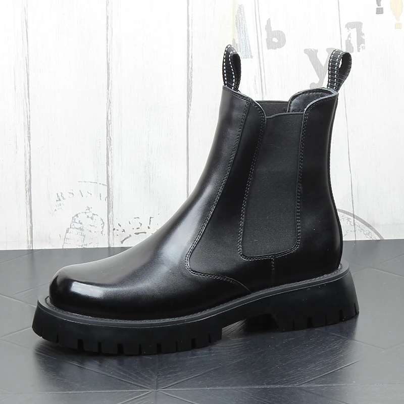 men luxury fashion cosplay stage high chelsea boots original leather shoes cowboy platform boot handsome long motorcycle botas