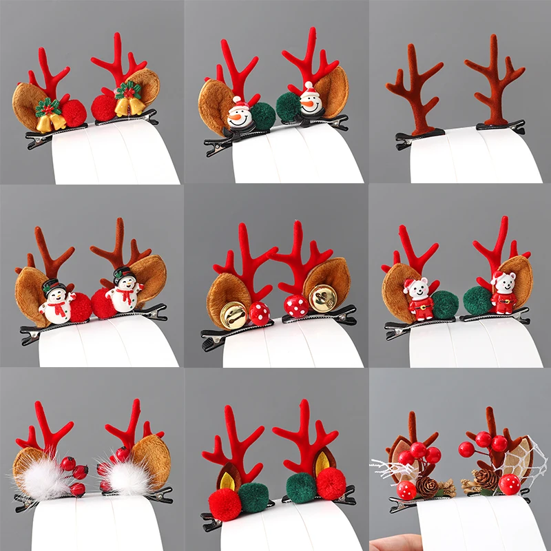 Cute Girls Christmas Hairpin Hair bands Hair Accessories Antlers Hairpins Hairy Pine Cone Children's Christmas Headband Gift