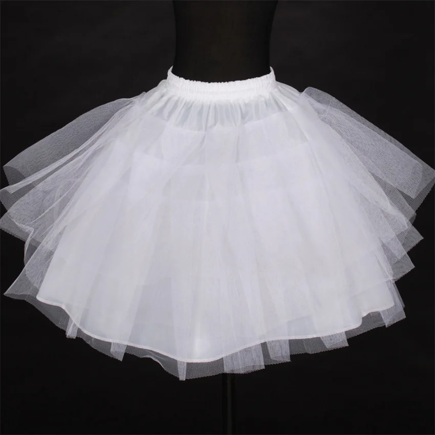 2020 Korte Petticoat Kids Mini Tutu Taille Passen 3 Lagen Hoepel Ruche Meisjes Petticoat Crinoline Onderrok Bruiloft Accessoires