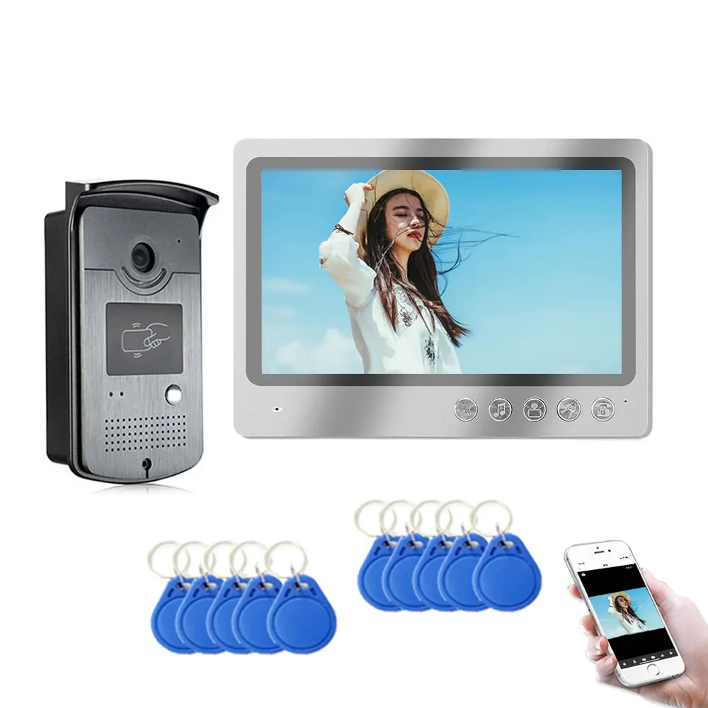 9 inch Monitor Screen Wifi Video Intercom Door phone Record System With RFID Doorbell HD Camera Phone Remote Unlock APP