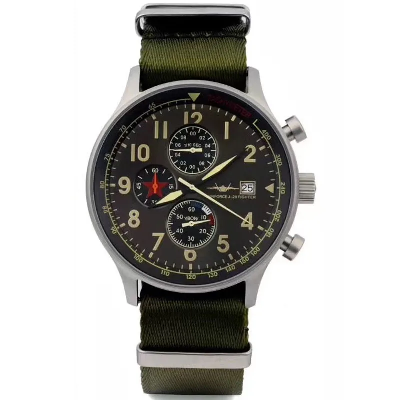 Pilot Waterproof Quartz Military Watch 43mm with Calendar Stainless Steel Watch  Men Watches 2020 Luxury  Groomsmen Gifts