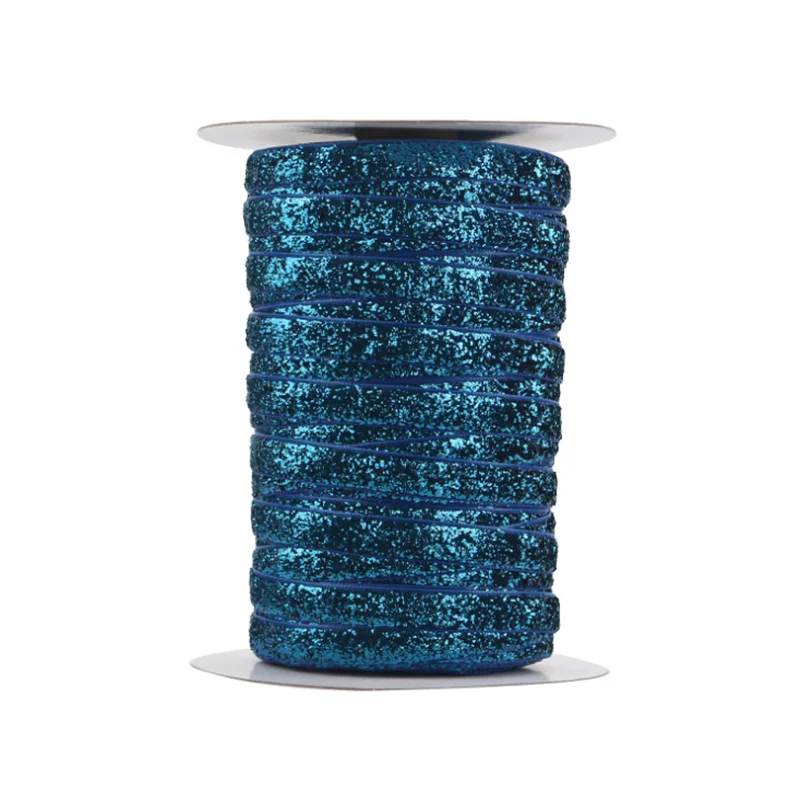 5Yards 15MM D Blue Single Face Glitter Velvet Ribbon For Handmade Gift Bouquet Wrapping Decoration Christmas Velvet  Strip
