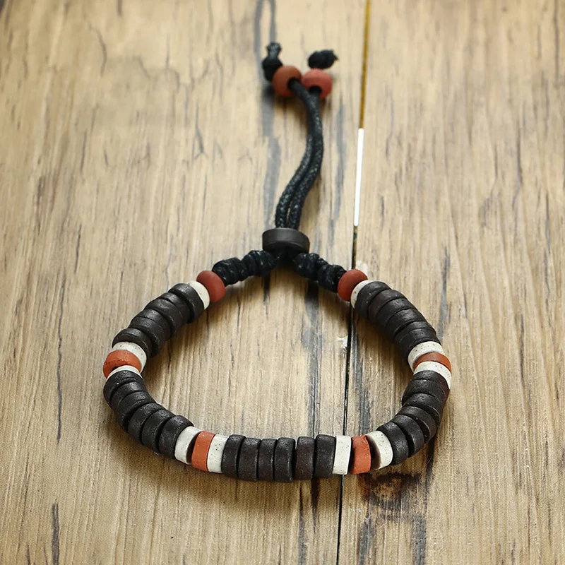 Ancient African Tribal Style Natural Stone Beaded Bracelet for Men Women Ethnographic Unisex Jewelry Adjustable size