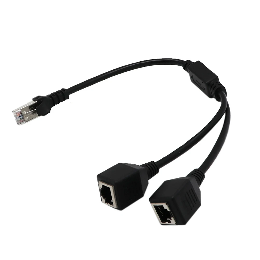 Male to 2 Female RJ45 Splitter Ethernet 2-in-1 Internet Adapter Cable Separator