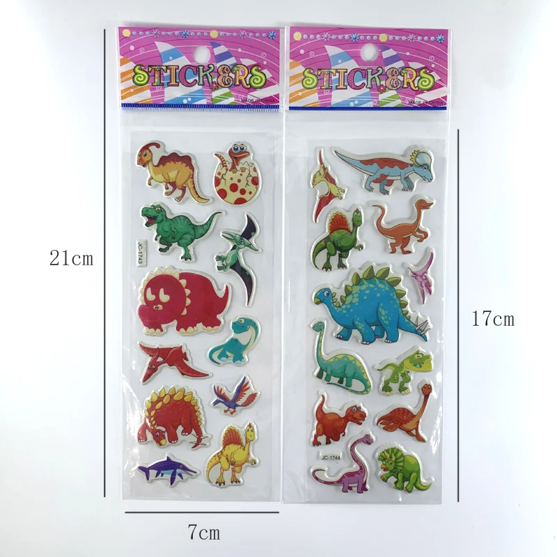 12 Sheets/Set 3D Dinosaur Stickers for Kids Toys Home Wall Decor Cartoon Sticker Scrapbooking Boys Notebook Diary Label