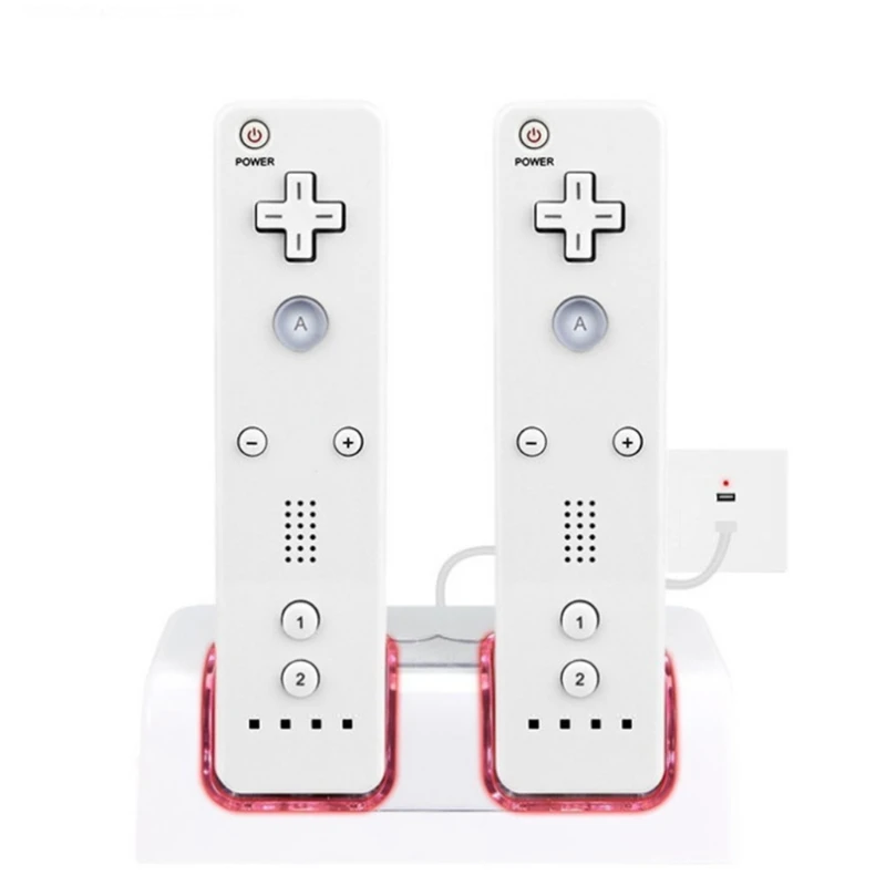 Suitable for Wii Controller with Two 2800MAH Rechargeable Batteries Noiseless Safe Two-in-one Dual Charging Station