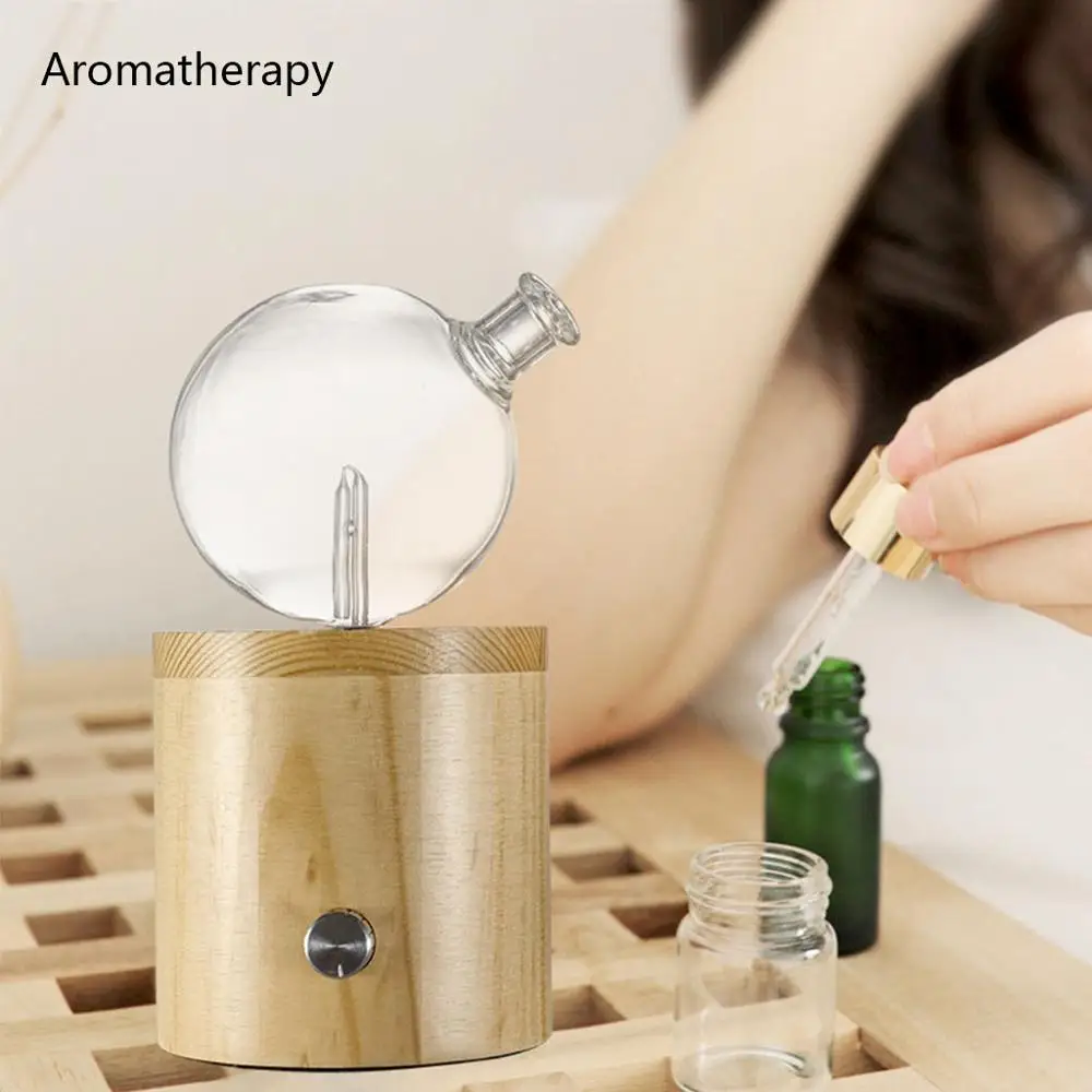 موزع زيت بدون ماء ، بخاخات عطرية من خشب الزان مع ضوء LED ملون لغرفة النوم