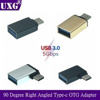 Right Angled 90 Degree USB 3.1 type c USB-C Type-C male to USB 3.0 & USB 2.0 A Female OTG Adapter connector converter for Laptop