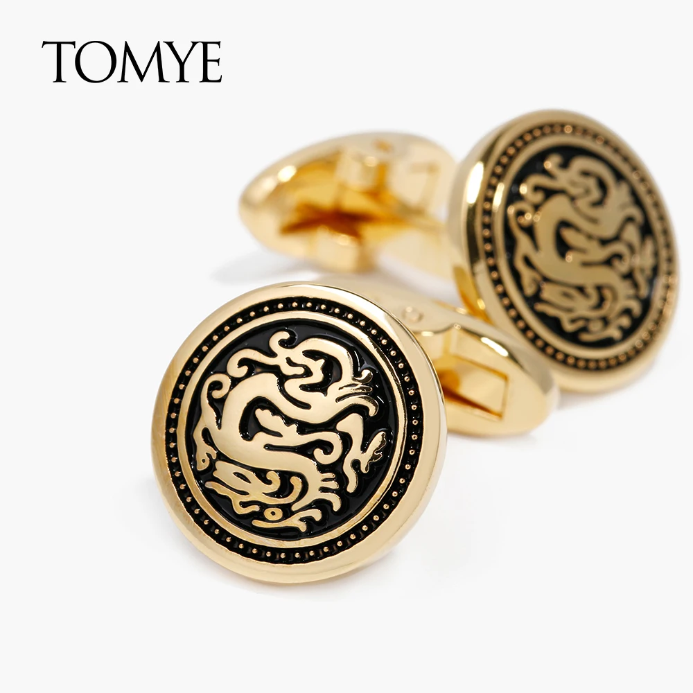 

Cufflinks Men TOMYE XK21S032 High Quality Fashion Round Gold Dragon Formal Business Dress Shirt Cuff Links for Wedding Gifts