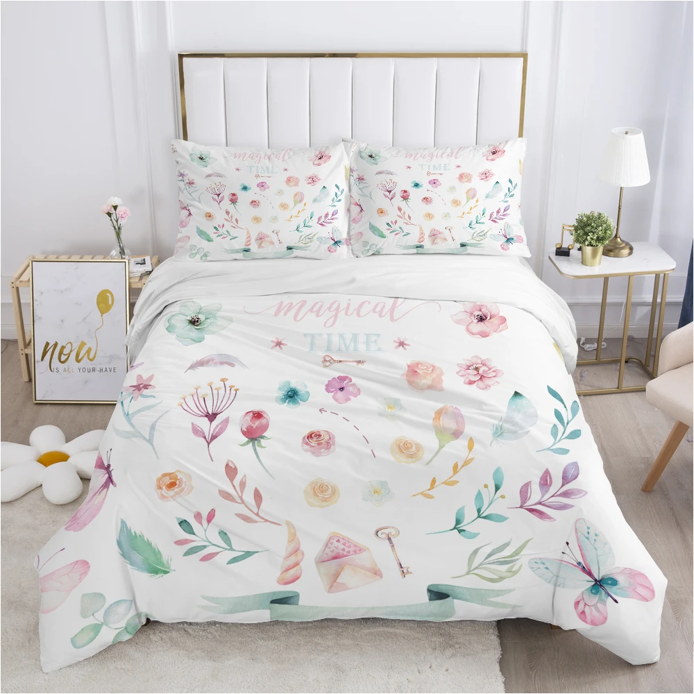 Luxury Bedding set King Queen Duvet cover set Pillow case 50x75 50x80 Bed linens 240x220 240x260 Nordic Bedclothes Green leaf
