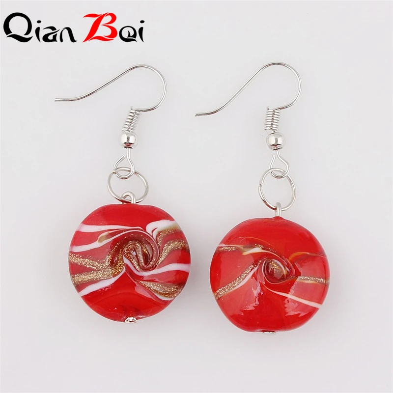 Wholesale Lots 6pairs 6color Hand-made Women\'s Romatic Heart Silver Plated Elegant Classic Dangle Earrings Murano Glass Earrings