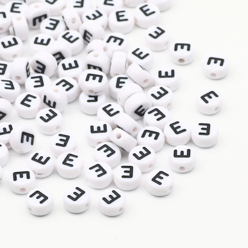 50/100/200 stks/partij 7x4mm Witte Ronde A-Z Alfabet Letter Acryl Losse Spacer kralen voor Sieraden Maken Diy Armband Accessoires