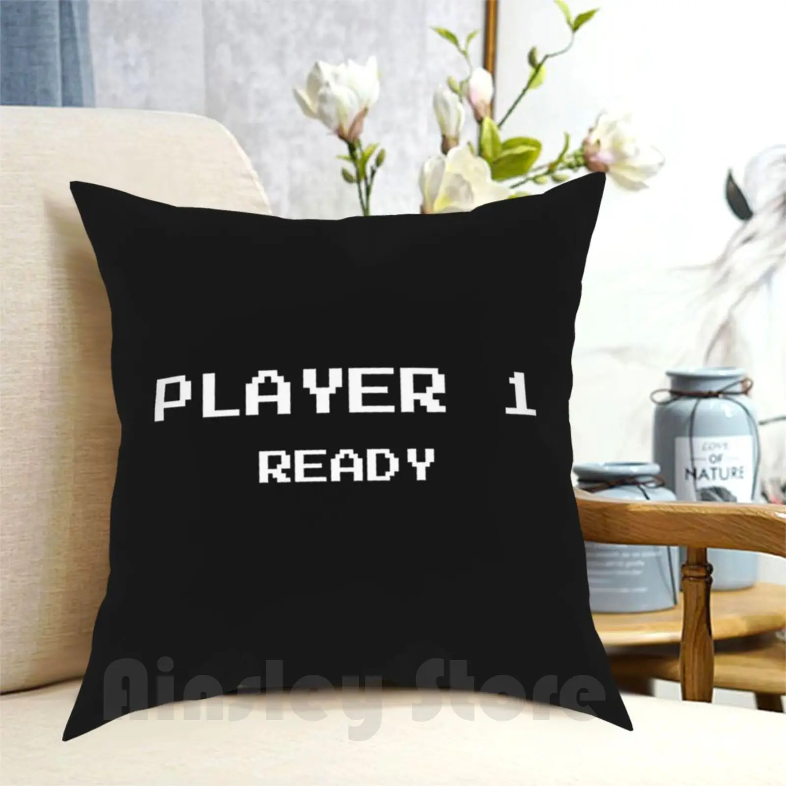 Player 1 Ready Pillow Case Printed Home Soft Throw Pillow Gamers Gamer Game Games Gaming Nerd Geek Geeks Video Computer