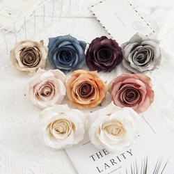 10PCS Artificial Flowers Wholesale Silk Fake Roses Valentine Decoration Home Room Wedding Wreath Bridal Accessories Gift Box