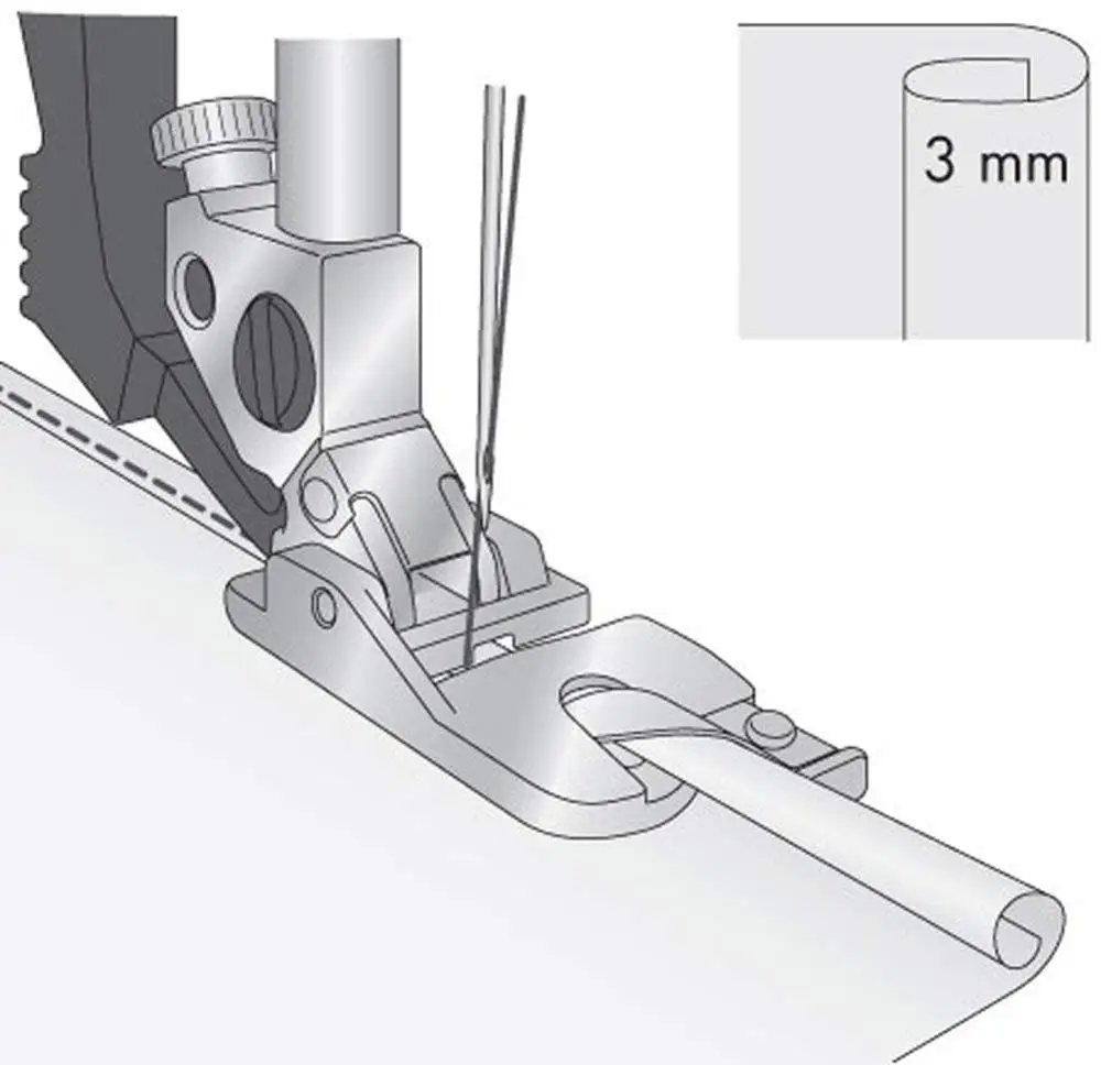 3 sztuk wąski zawinięty brzeg dociskarka do maszyny do szycia zestaw stopek akcesoria do szycia domowego 3mm, 4mm i 6mm przyrządy do szycia 7YJ333