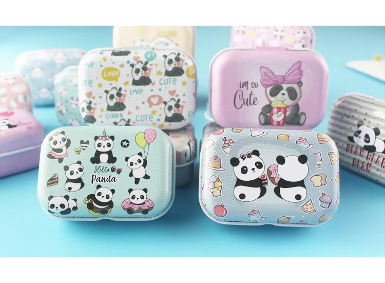32Pcs  Panda Animal  Mini Cover Iron Tin Metal Pencil Case / Can/Pill Cute Small Kit/Candy Storage Gift Box