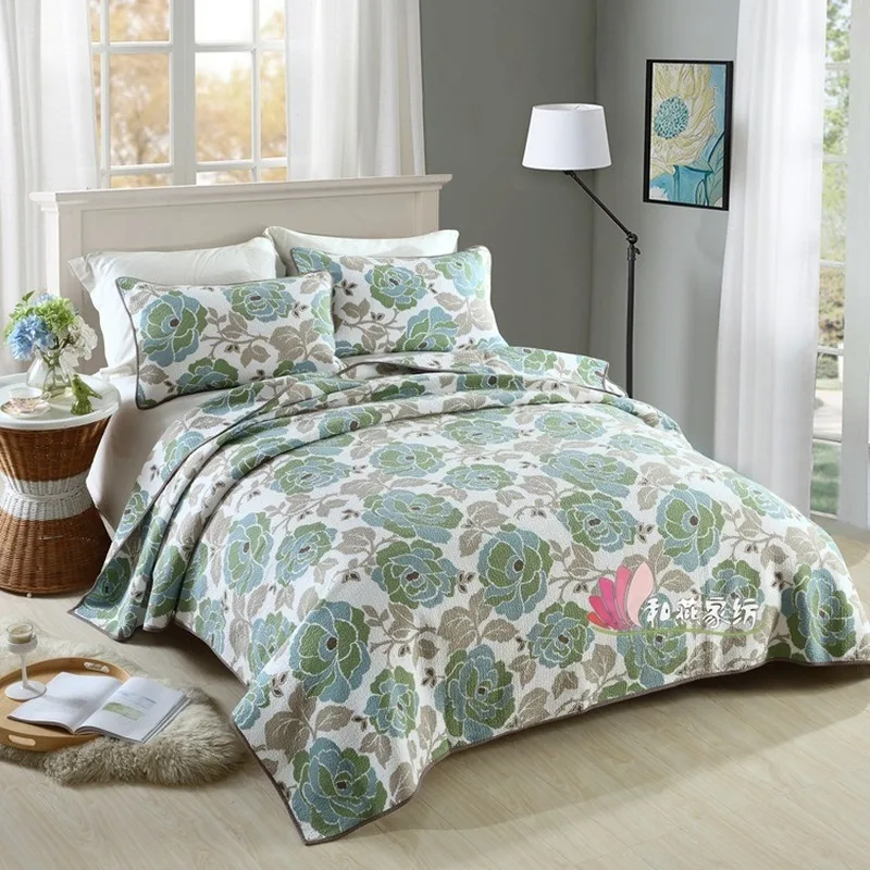 Bed Three-piece Set of Cotton Idyllic Wind-tight Quilted Sheets Foreign Trade Cover Three-piece Set