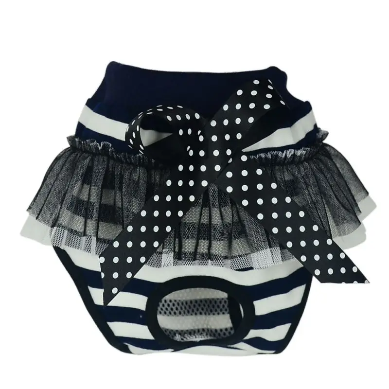 Pet Dog Puppy Diaper Pants Striped Bow Dog Hygiene Pants Pet Underwear Diaper Bow Short Panty Nappy Underwear Pet Briefs