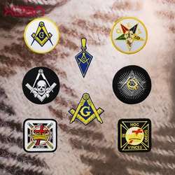 Masonic Embroidery Polyester Patches Mason Regalia Freemason iron on  For Clothes  Fabric Badge Stickers Appliques Jeans Decor