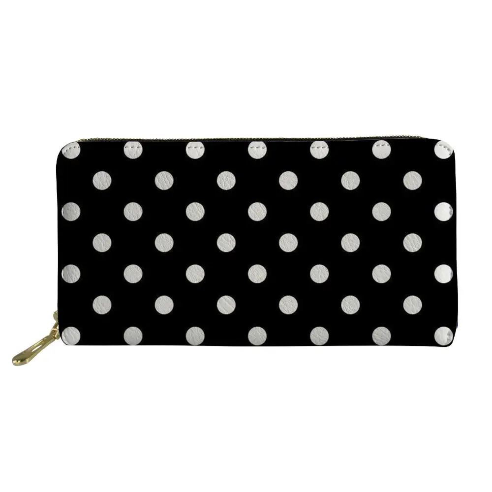 HYCOOL Black White Dot Pattern Men Women Wallet 2020 Business ID Credit Card Holder Long Type PU Leather Clutch Zipper Purse