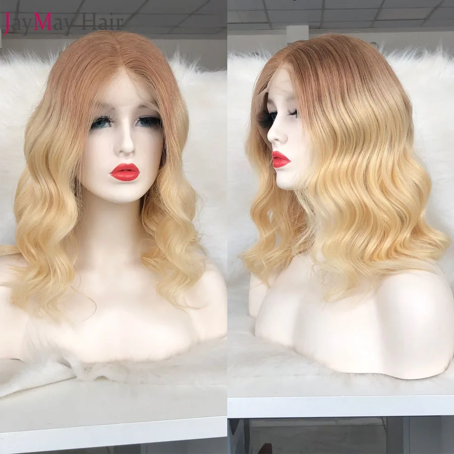 

Jaymay Ombre Blonde Lace Front Wig #12/ 613 13x6 Lace Frontal Wig Wavy Human Hair Wigs for Women