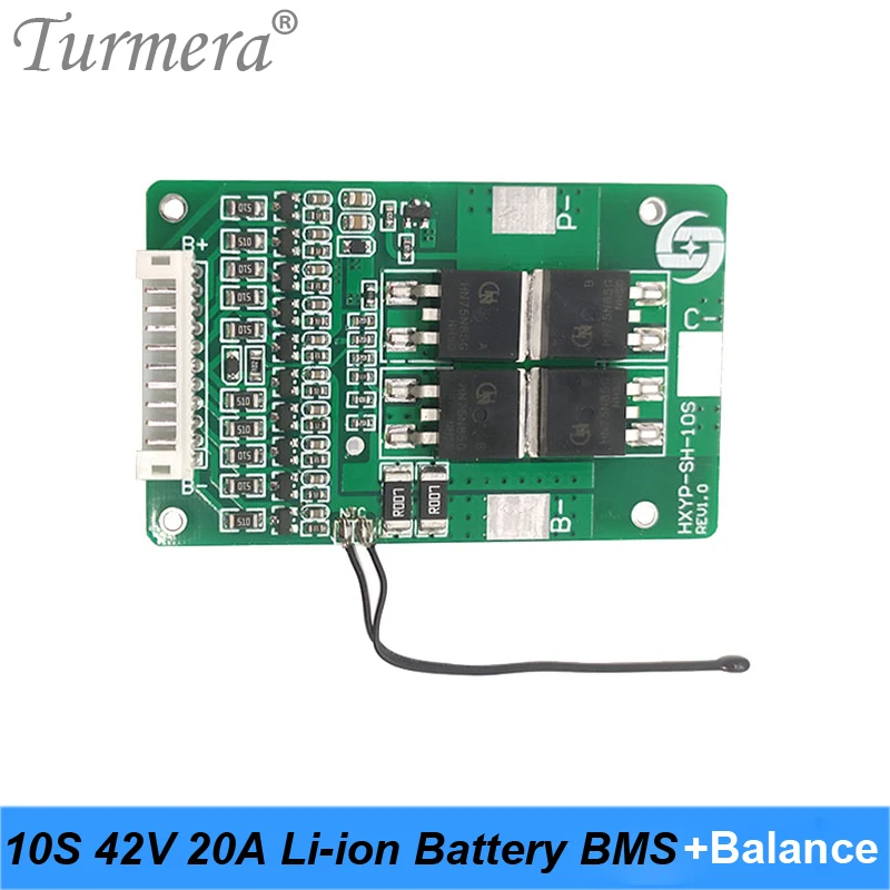 Turmera 10S 36V 42V 20A bateria litowa BMS z balansem i PTC PCM płyta ochronna do e-skuterów i akumulatorów rowerowych