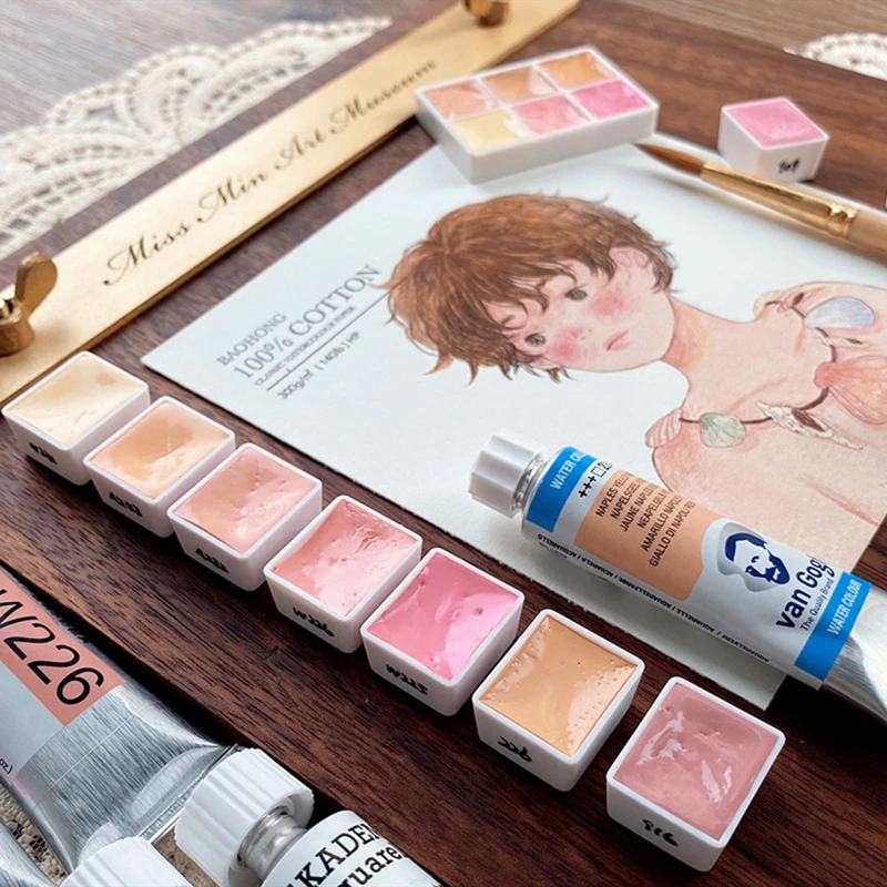 Skin Color Watercolor Paint Flesh Color Character Head Painting Skin Color Collection Art Supplies Acrylic Paints