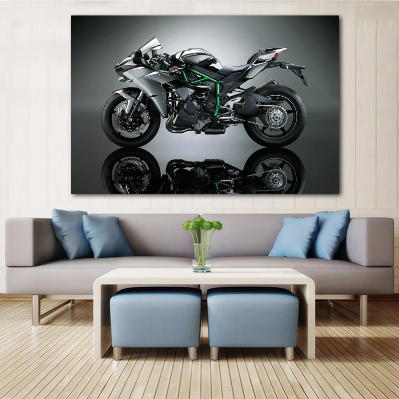 KAWASAKI NINJA H2 Superbike muscle motorcycle Wallpaper Canvas Print Posters Wall Art Painting for Living Room Decor