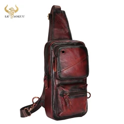 New Hot Sale Soft Grain Leather Triangle Sling Chest Bag 8