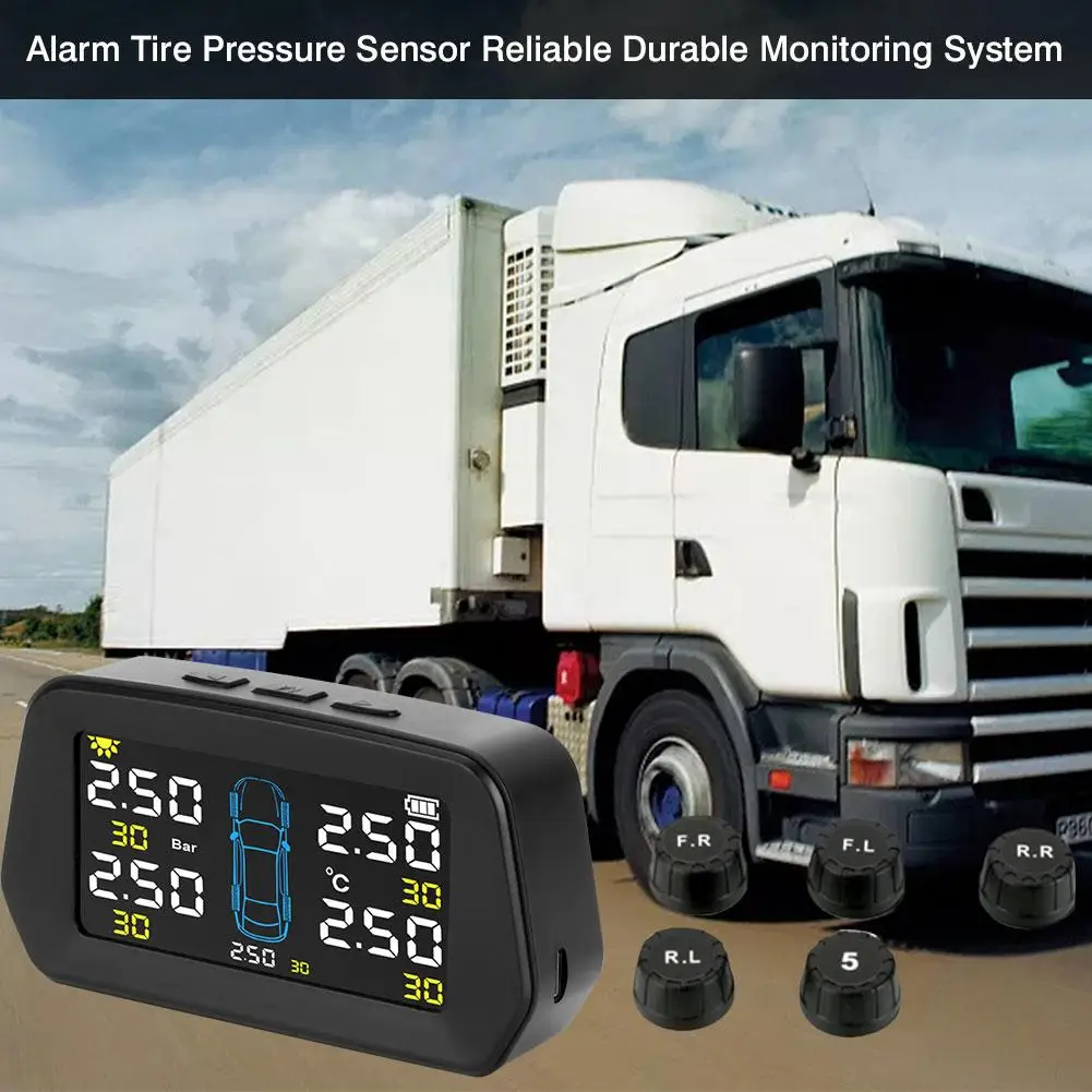 2020 Solar Power Car TPMS Tyre Pressure Monitoring System Auto Security Alarm Systems Digital LCD Display Tyre Pressure Sensor