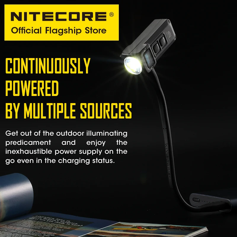 NITECORE TUP EDC Keychain Light USB Rechargeable Flashlight Led Mini Hiking Pocket Light Built in Battery, USB charge Cable