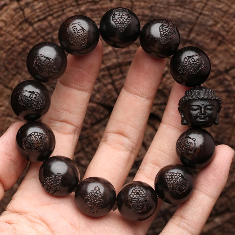 Natural Ebony, Founder of Shakyamuni Buddhism, Tibetan Buddhism Bracelet, Prayer Beads, Rosary, Wooden Bracelet, Jewelry