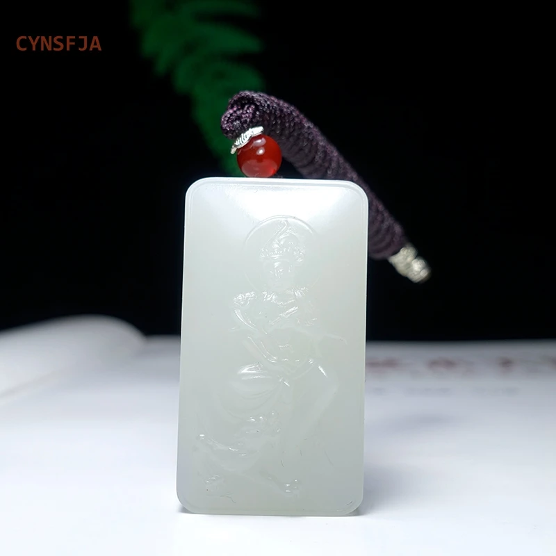 CYNSFJA New Real  Certified Natural Hetian Jade Nephrite  Lucky Amulets Guanyin Pendant Hand-carved High Quality Blessing Gifts