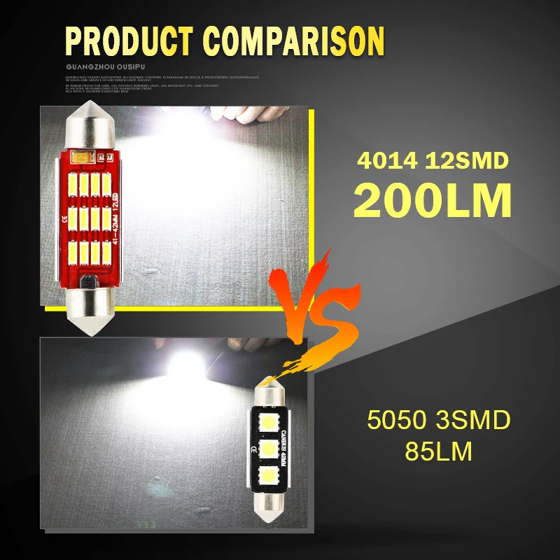 2 шт. гирлянда CANBUS 28 мм 31 мм 36 мм/39 мм/41 мм C5W светодиодный ошибок 4014 SMD Светодиодная настольная Белый Купол Карта лампы 2-летняя гарантия