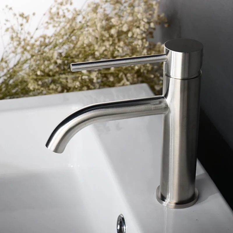 Brushed Rose Gold Bathroom Sink Faucet Deck Mounted Single Hole & Handle Cold And Hot Water Mixer Tap Brushed Gold