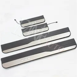 Car Styling Stainless Steel Led Door Sill Scuff Plate Guard Sills Protector Trim For Honda FIT 2008-2020