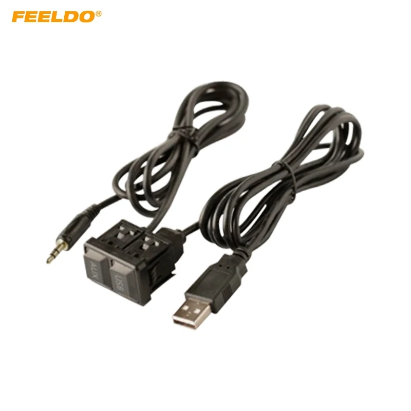 

FEELDO Car Extension USB AUX Adapter 3.5mm Male Audio MP3 AUX Cable for Volkswagen Nissan Universal Car Auto Models #HQ7191