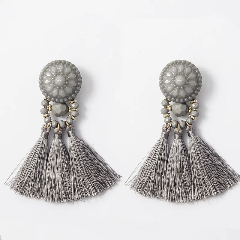 Bohemia Tassel Earrings for Women Green Multi-color Beads Fringe Earring Summer Earing Boucle D\'oreille Pendante New
