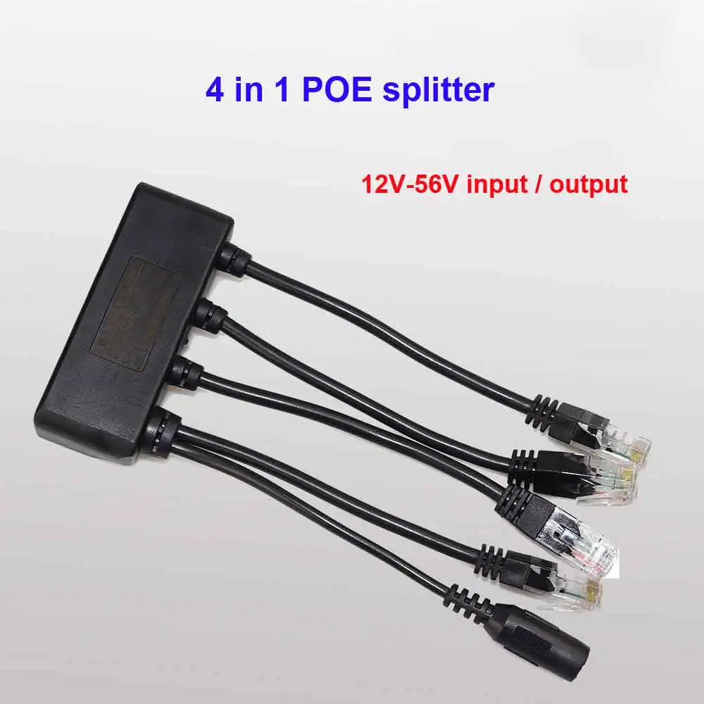 10pcs 4 In 1 POE Splitter Power Over Ethernet Midspan Splitter Switch 10/100mbps 12V-56V input/output for POE / IP camera